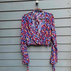 House of Harlow 1960 X Revolve Joli Tie Cuff Blouse XS NEW!  NWT!